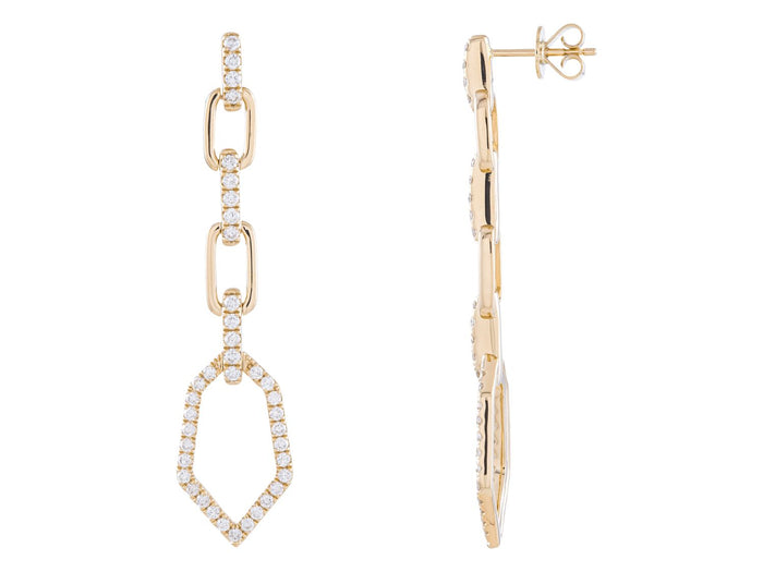Diamond Earrings - 14 KT Yellow Gold