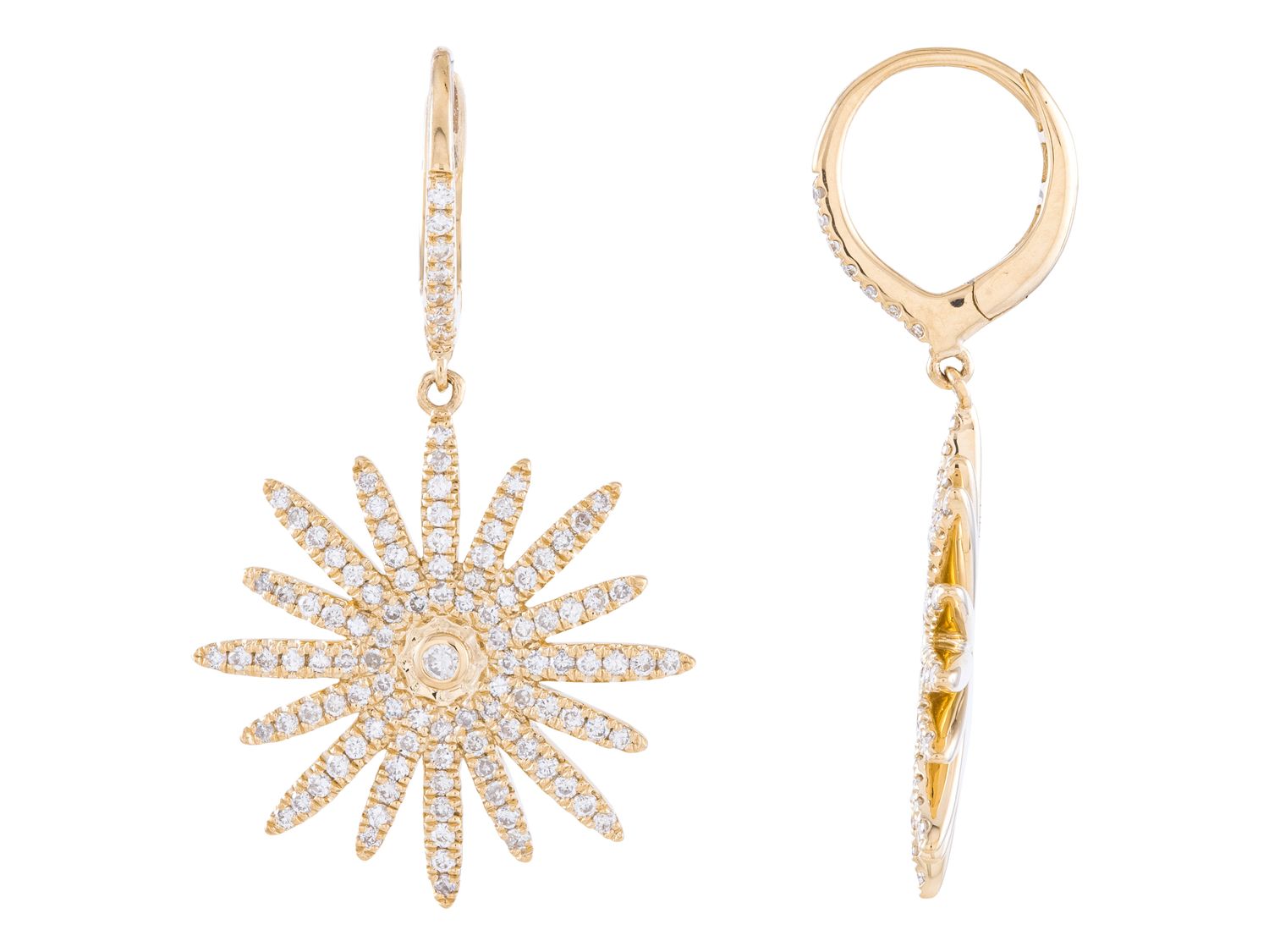 Diamond Earrings - 14 KT Yellow Gold
