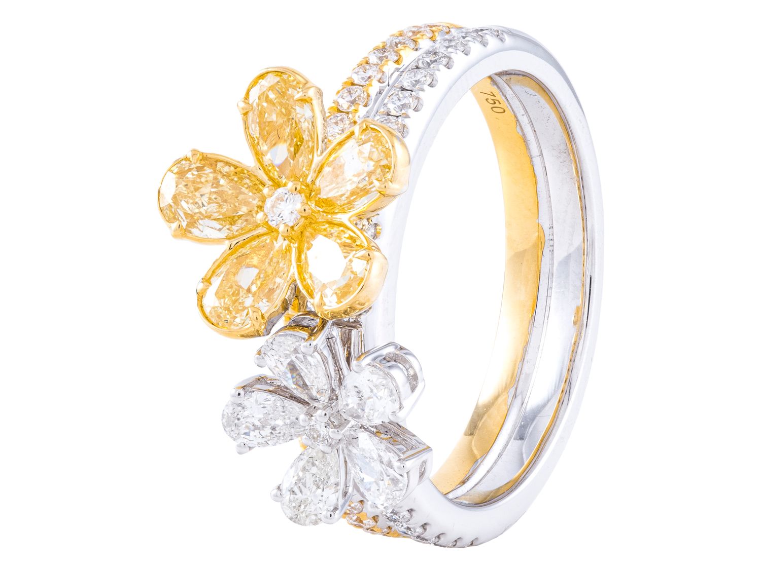 Diamond Ring - 18 KT White and Yellow Gold