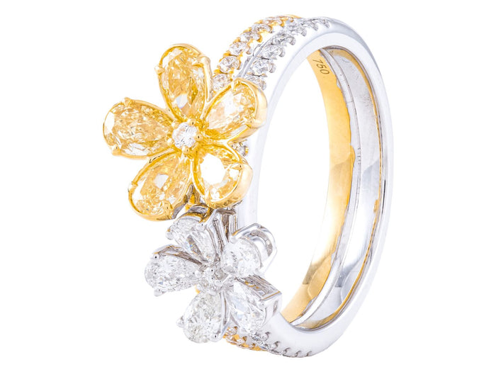 Diamond Ring - 18 KT White and Yellow Gold