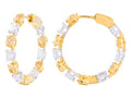 Diamond Hoop Earrings - 18 KT White and Yellow Gold