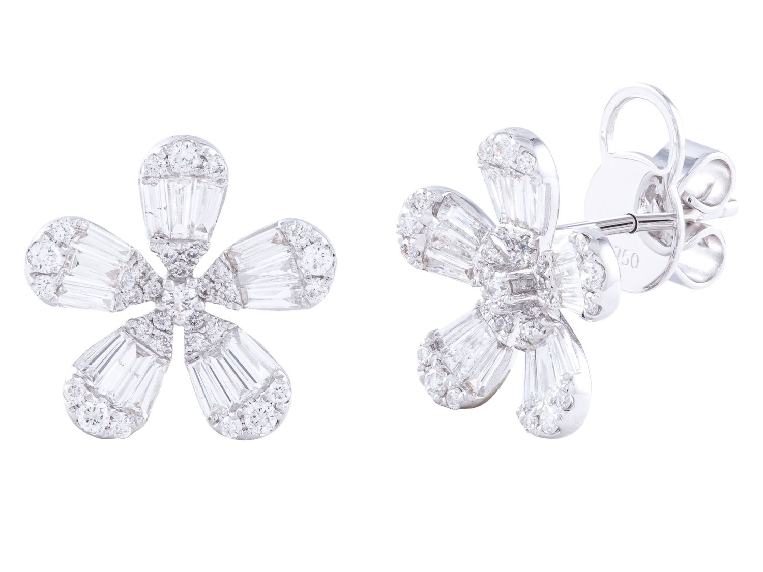 Diamond Earrings - 18 KT White Gold