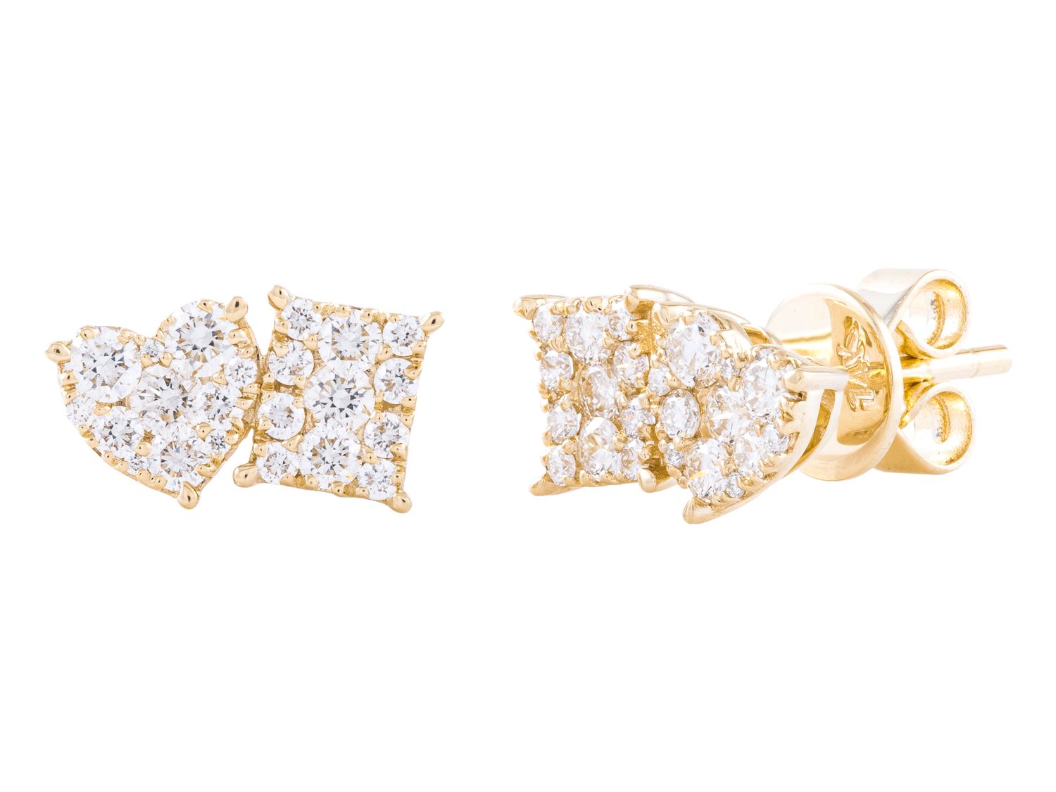 Diamond Earrings - 14 KT Yellow Gold