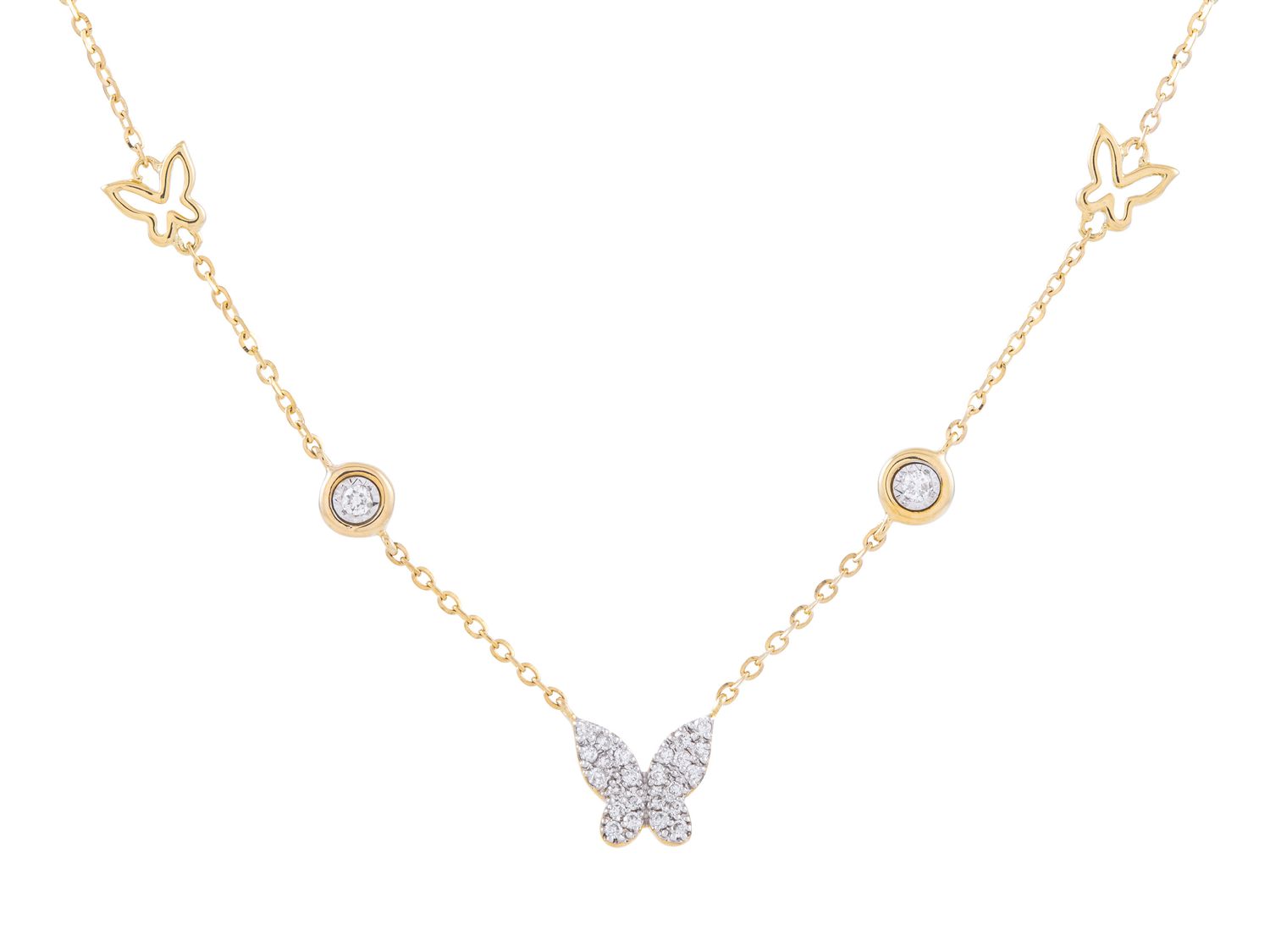 Diamond Necklace - 14 KT Yellow Gold