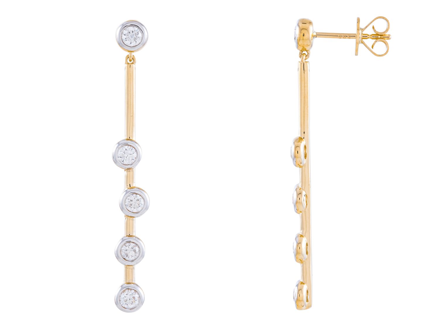 Diamond Earrings - 14 KT Yellow Gold