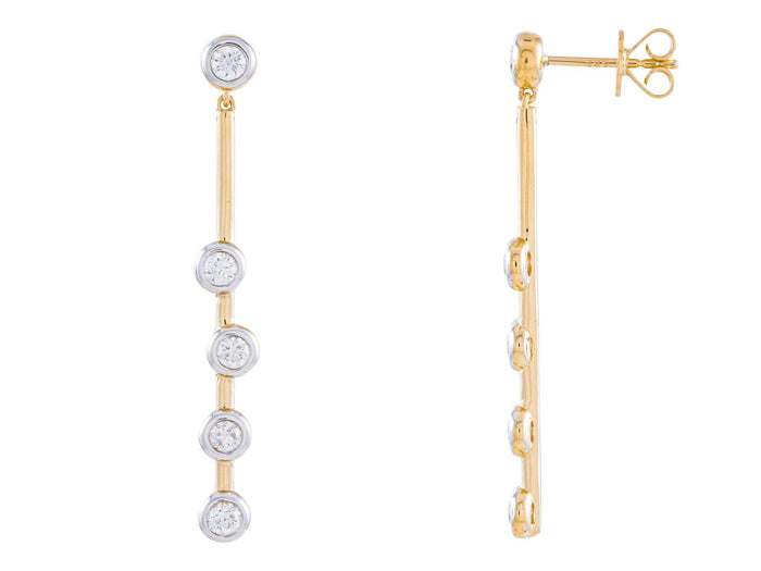 Diamond Earrings - 14 KT Yellow Gold
