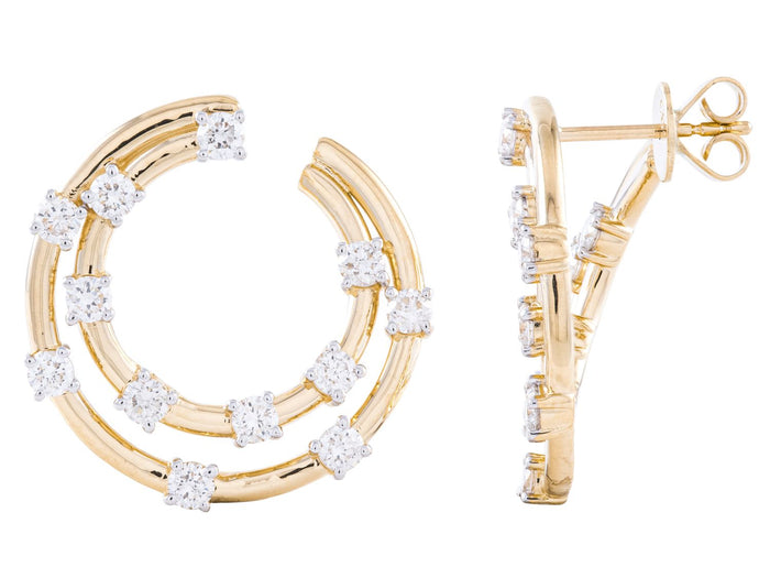 Diamond Earrings - 14 KT Yellow Gold
