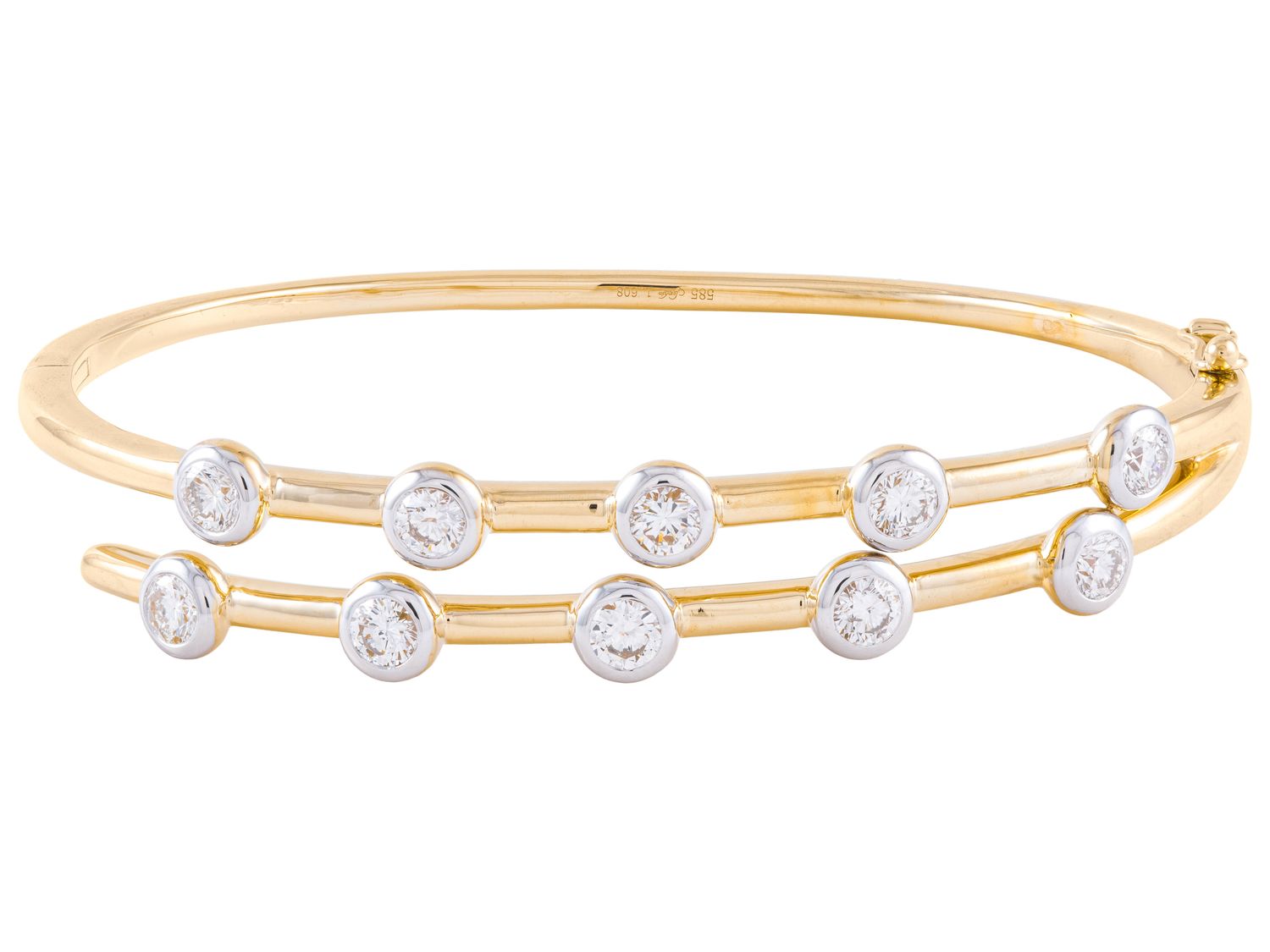 Diamond Bangle - 14 KT Yellow Gold