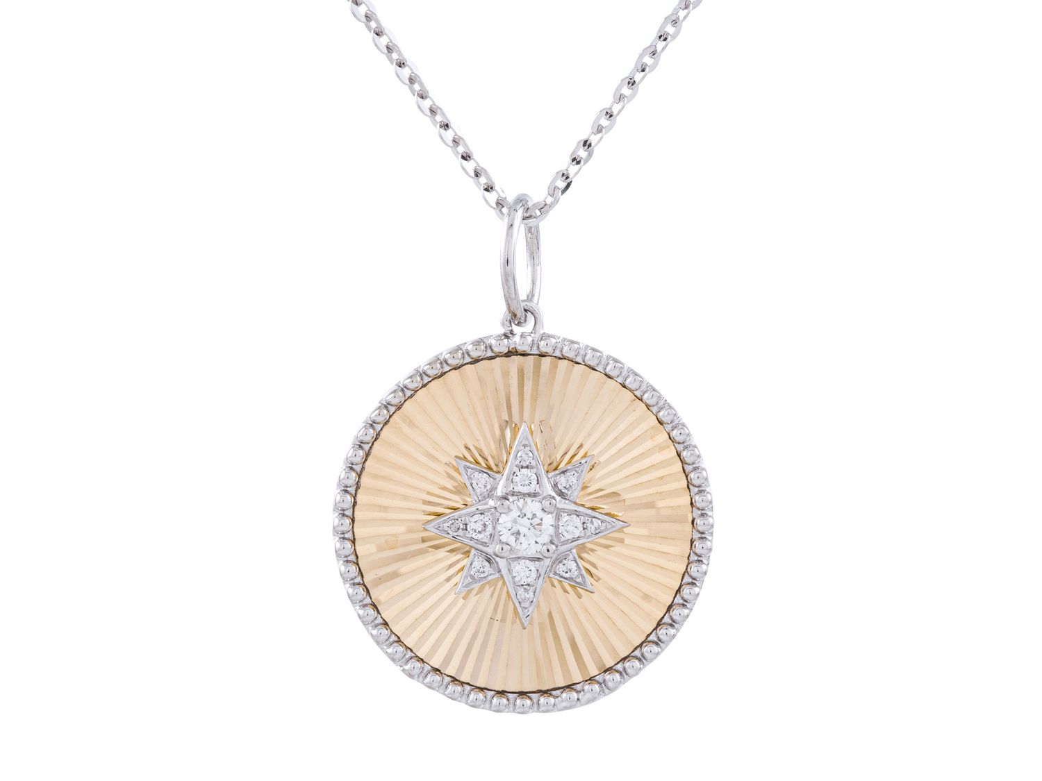 Diamond Necklace - 14 KT White and Yellow Gold