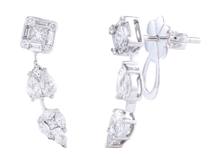 Diamond Earrings - 18 KT White Gold