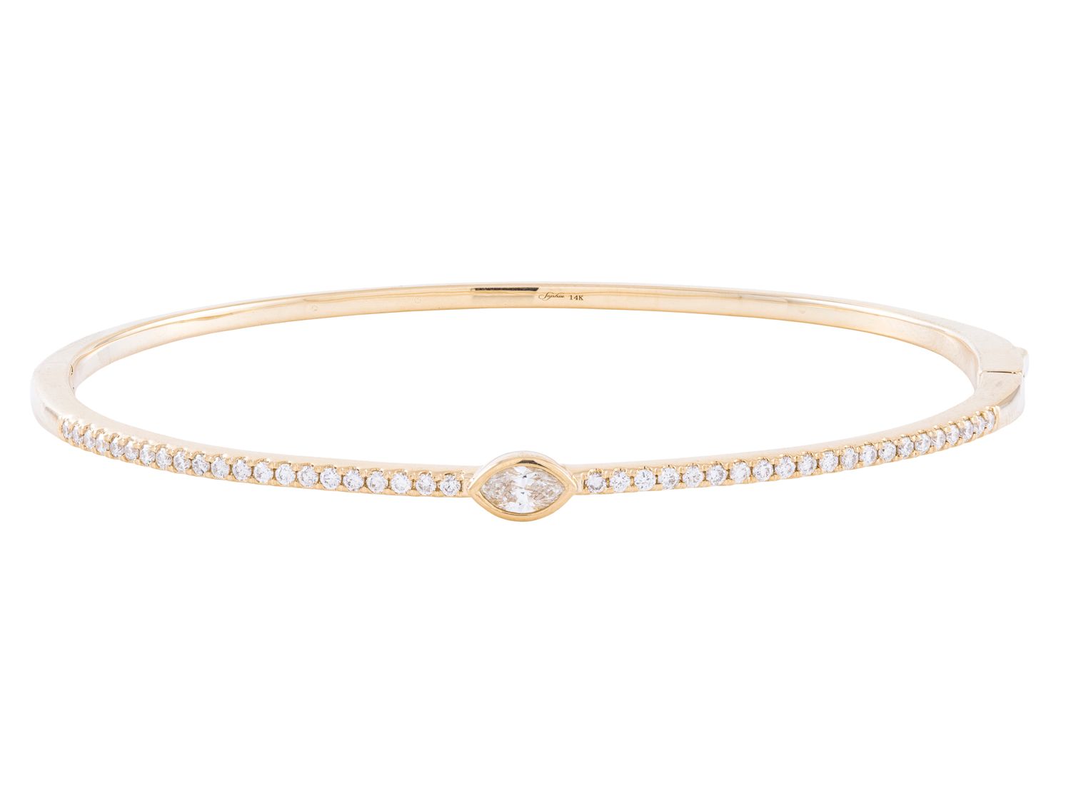 Diamond Bangle - 14 KT Yellow Gold