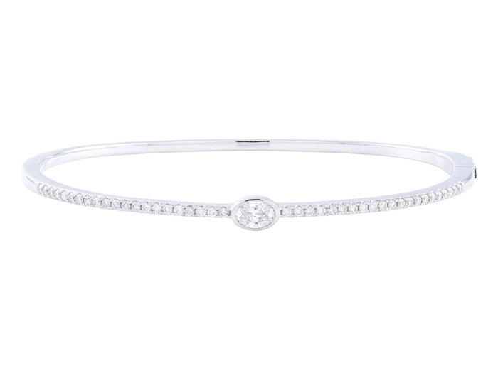 Diamond Bangle - 14 KT White Gold