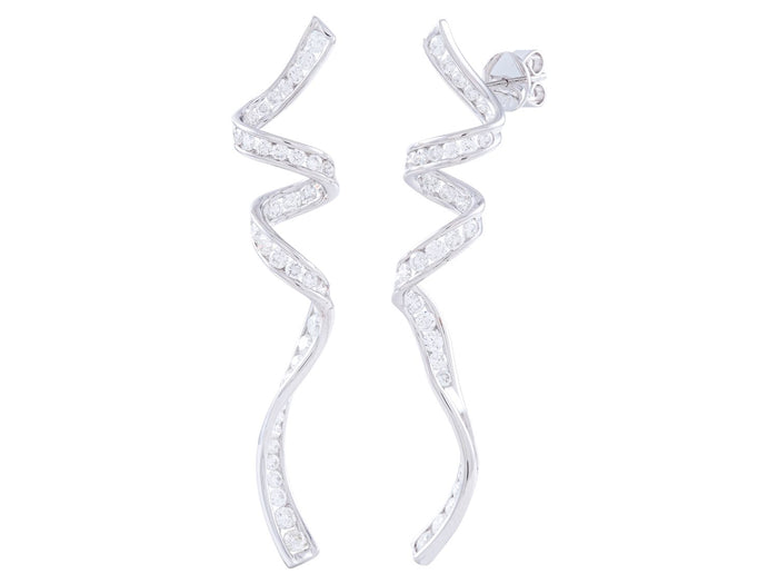Diamond Earrings - 18 KT White Gold