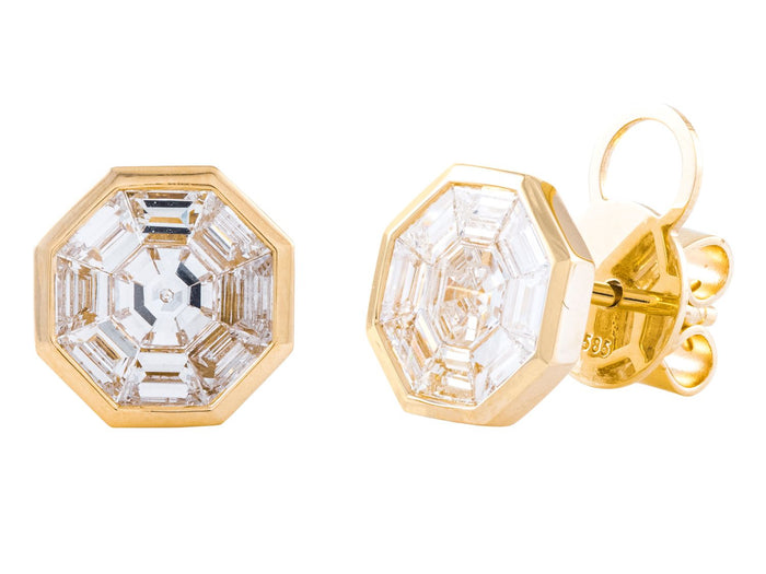 Diamond Earrings - 14 KT Yellow Gold