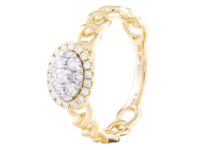 Diamond Ring - 14 KT White and Yellow Gold