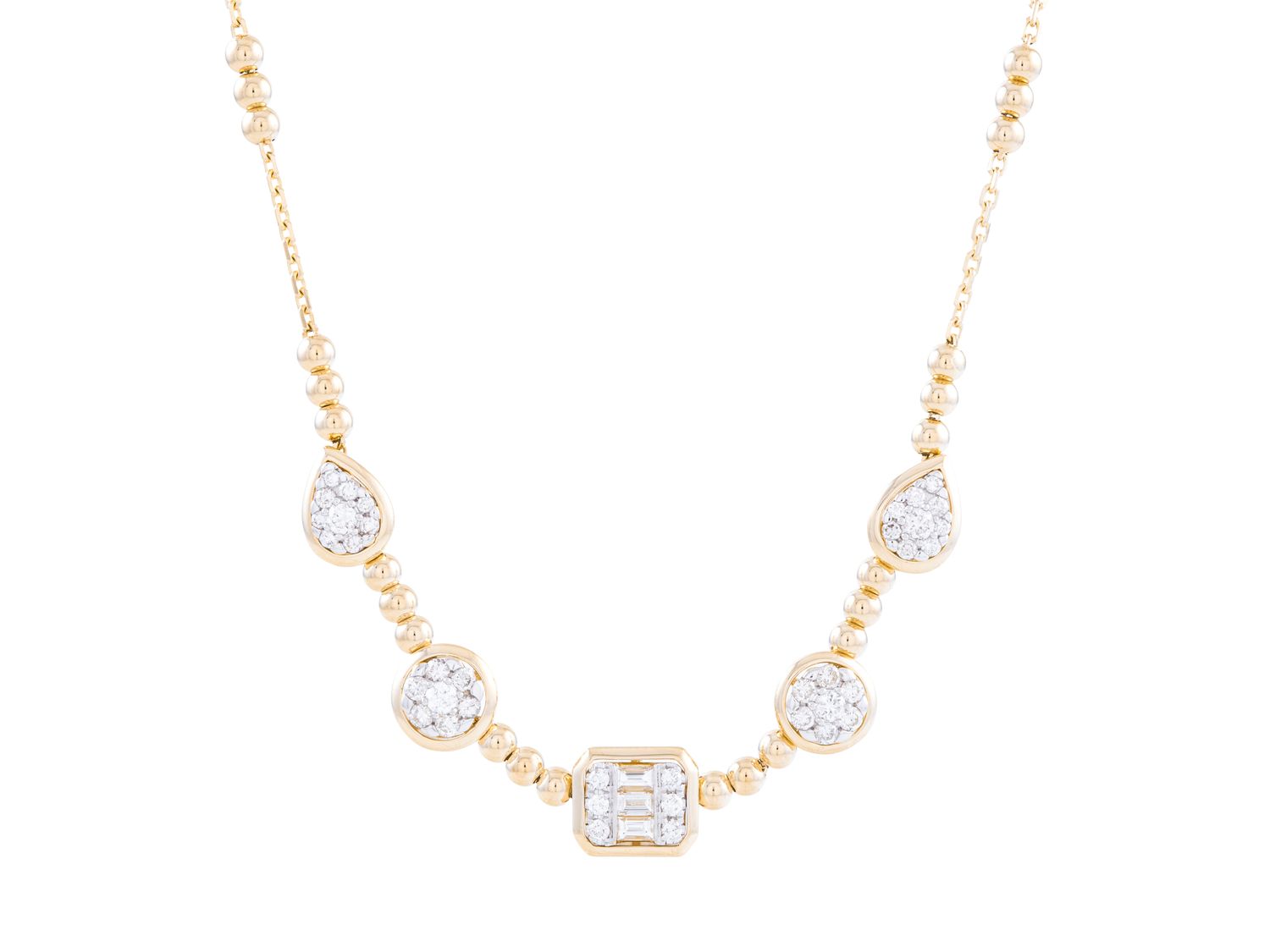 Diamond Necklace - 14 KT Yellow Gold