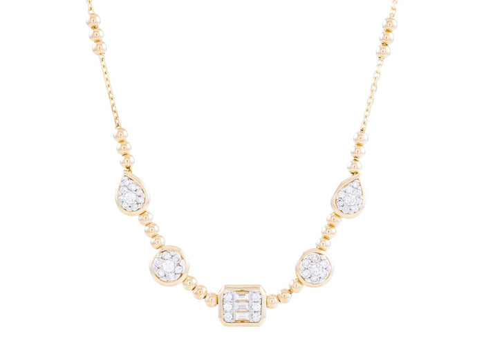 Diamond Necklace - 14 KT Yellow Gold