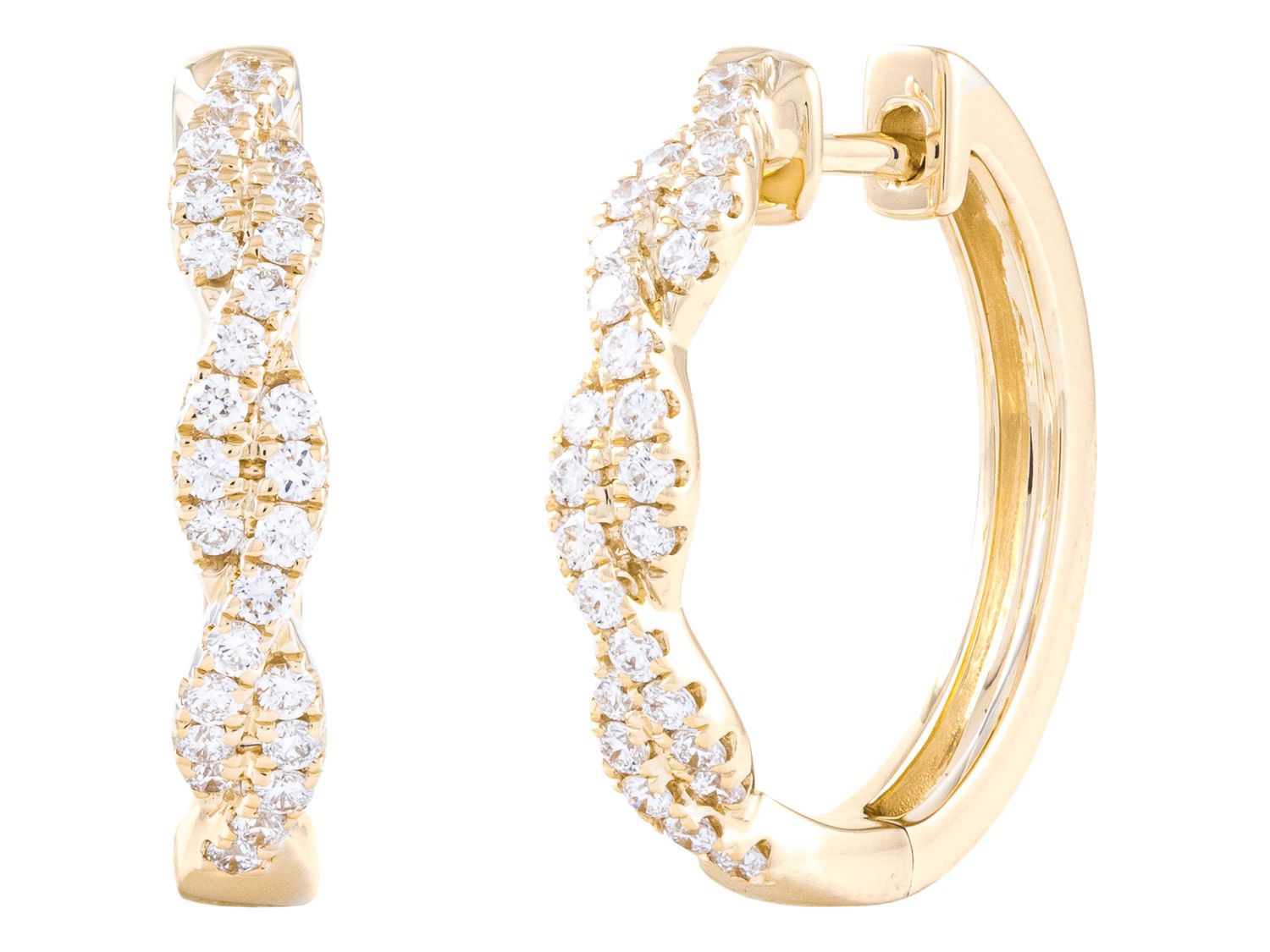 Diamond Earrings - 14 KT Yellow Gold