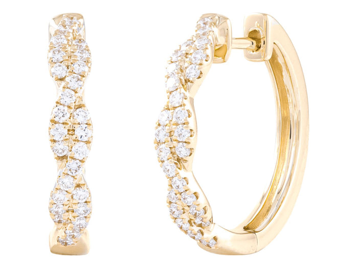 Diamond Earrings - 14 KT Yellow Gold