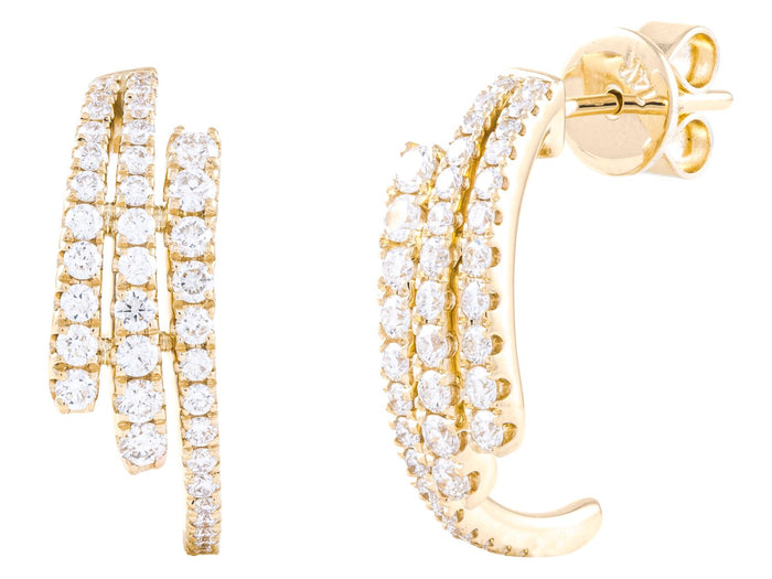 Diamond Earrings - 14 KT Yellow Gold