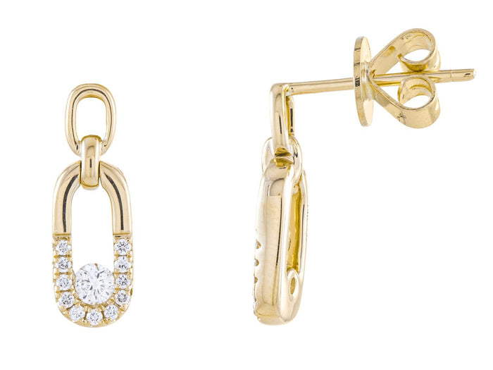 Diamond Earrings - 14 KT Yellow Gold