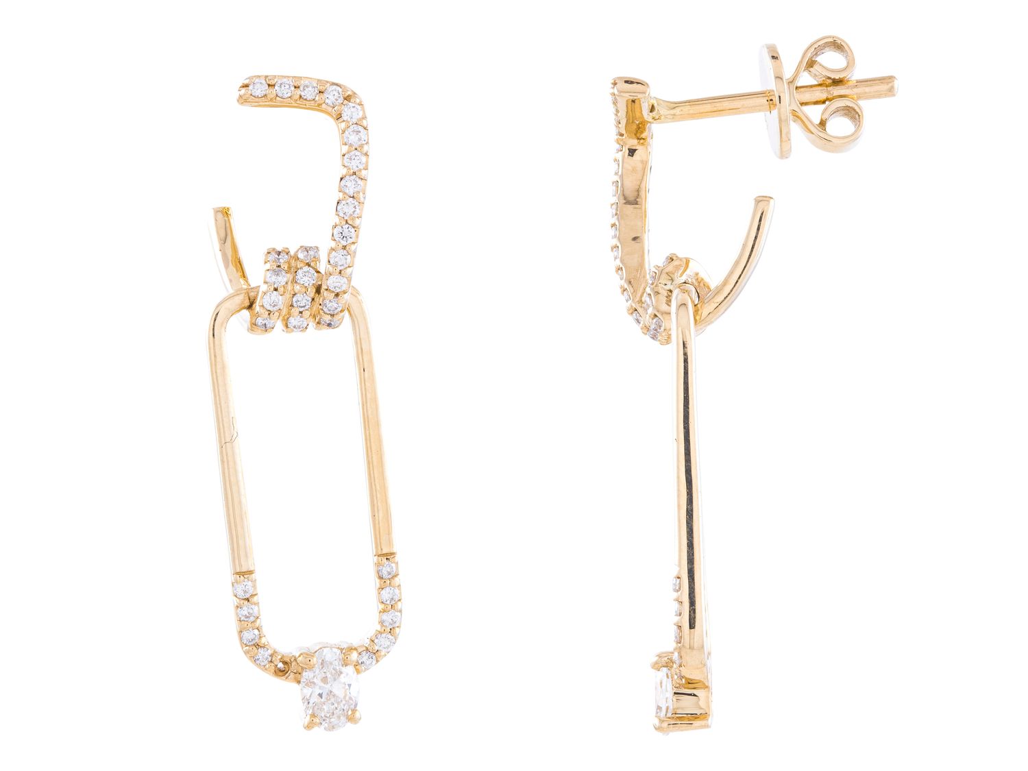 Diamond Earrings - 14 KT Yellow Gold