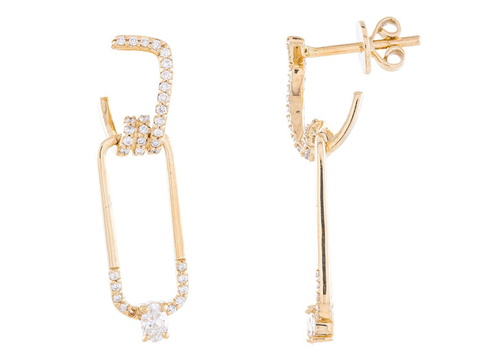 Diamond Earrings - 14 KT Yellow Gold