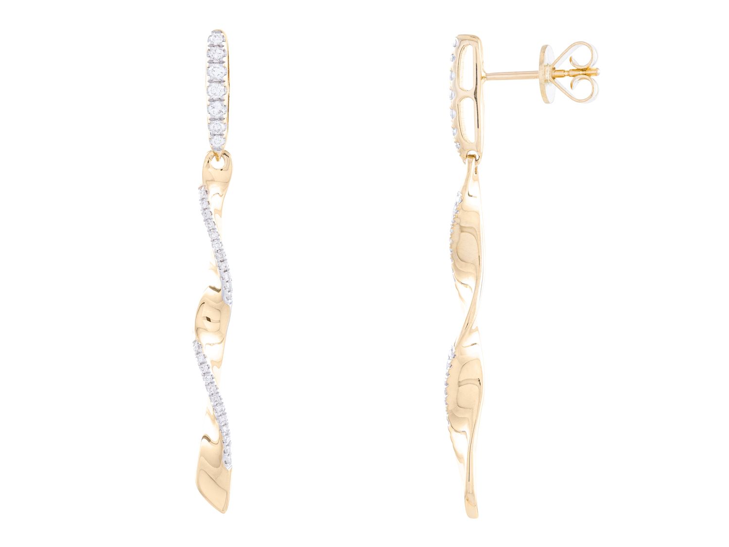 Diamond Earrings - 14 KT Yellow Gold