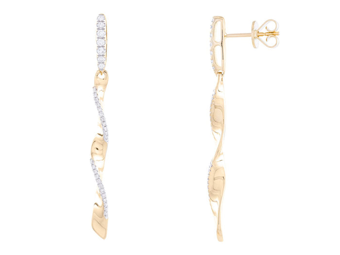 Diamond Earrings - 14 KT Yellow Gold