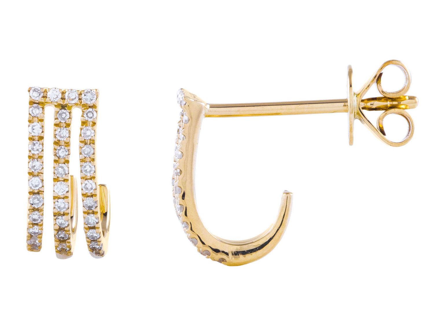 Diamond Earrings - 14 KT Yellow Gold