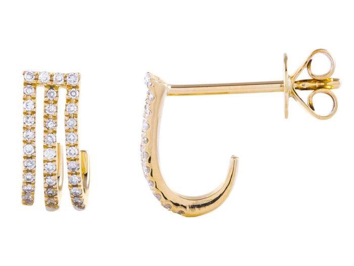 Diamond Earrings - 14 KT Yellow Gold