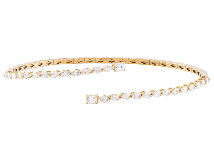 Diamond Bangle - 14 KT Yellow Gold