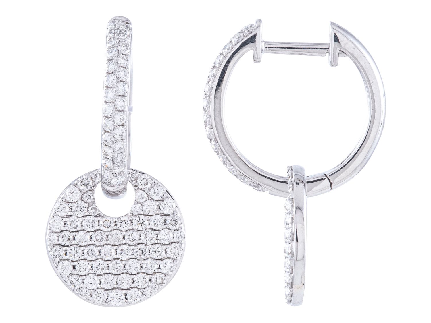 Diamond Earrings - 14 KT White Gold