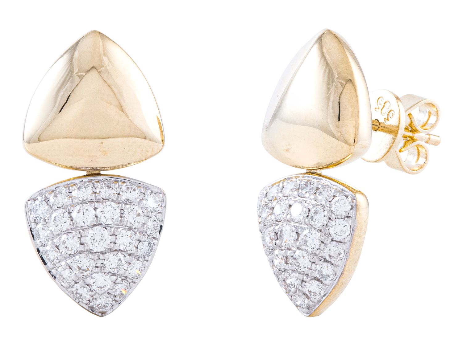 Diamond Earrings - 14 KT Yellow Gold