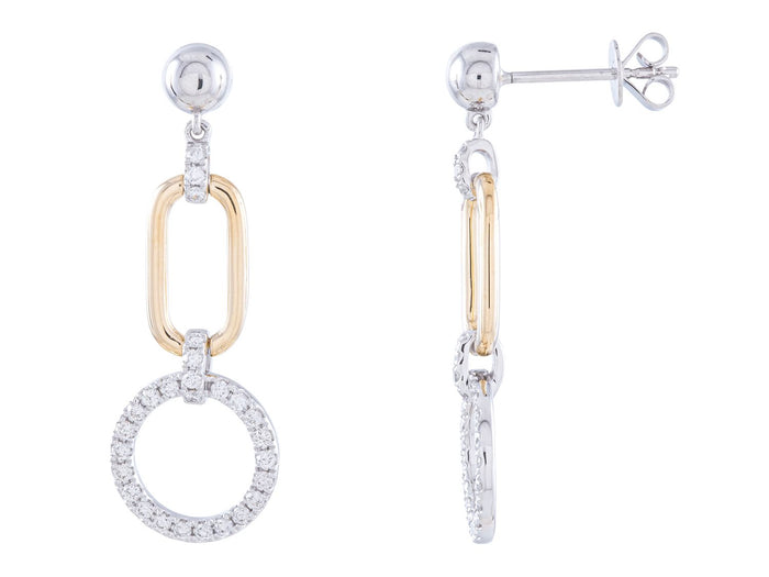 Diamond Earrings - 14 KT White and Yellow Gold