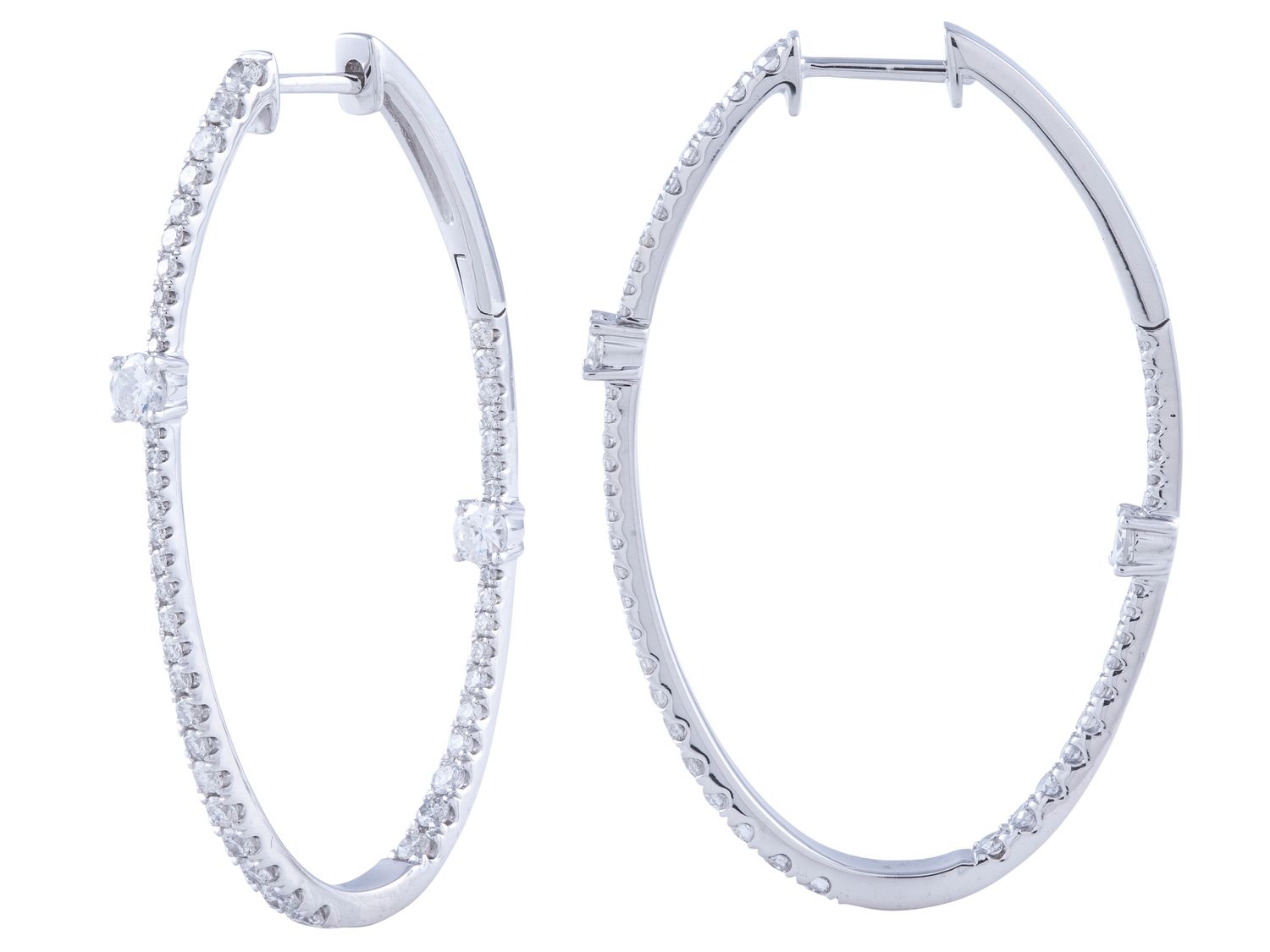 Diamond Earrings - 14 KT White Gold