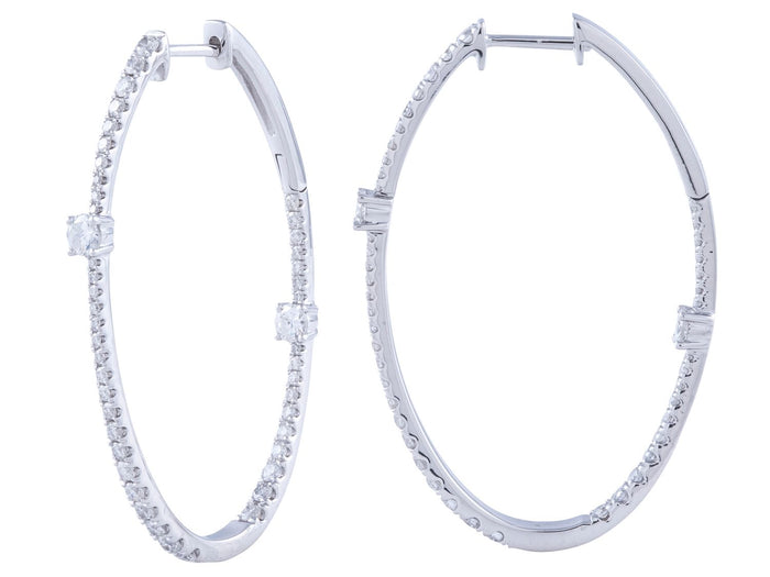 Diamond Earrings - 14 KT White Gold