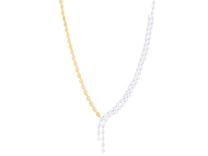 Diamond Necklace - 18 KT White and Yellow Gold