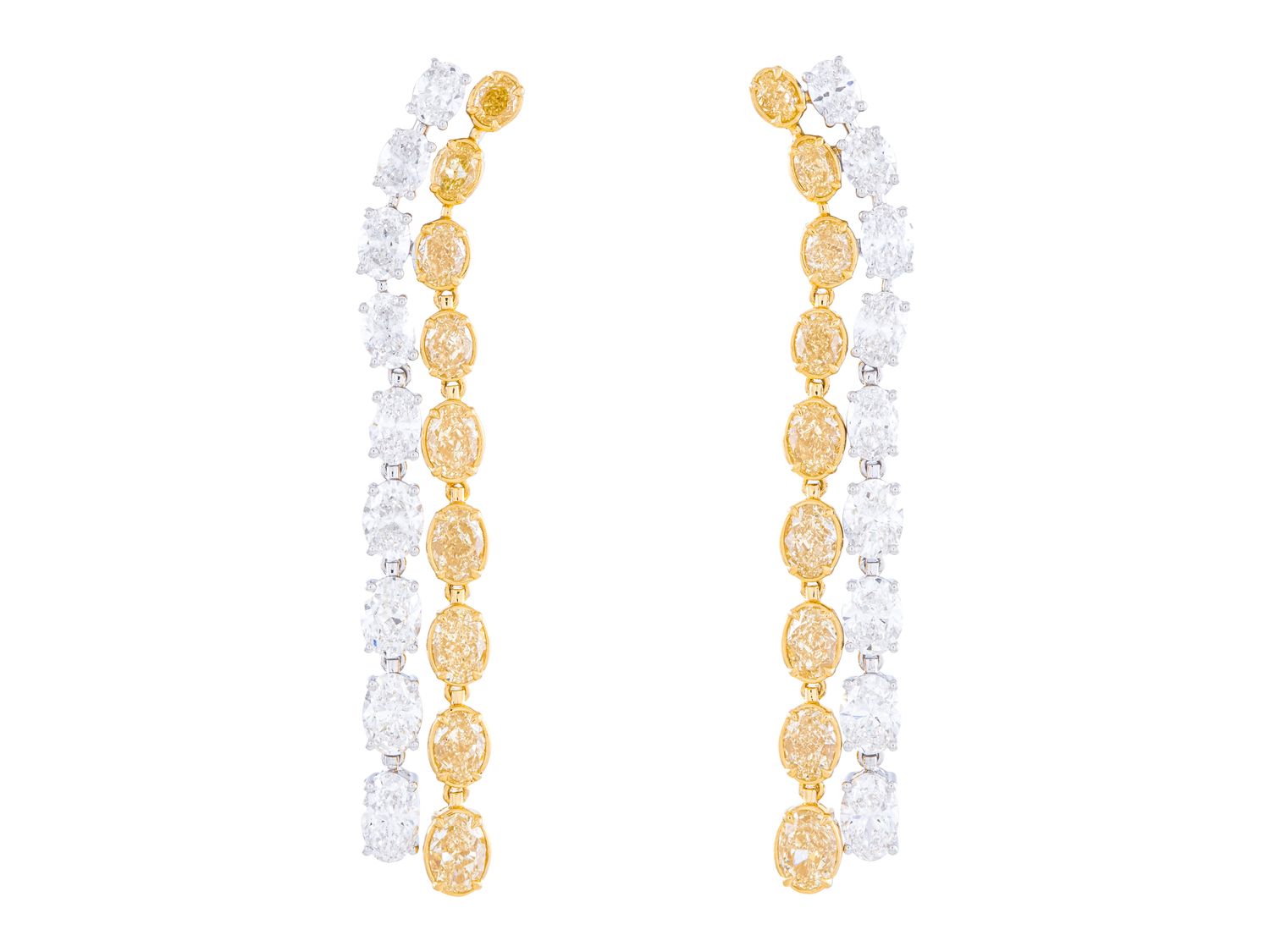 Diamond Earrings - 18 KT White and Yellow Gold
