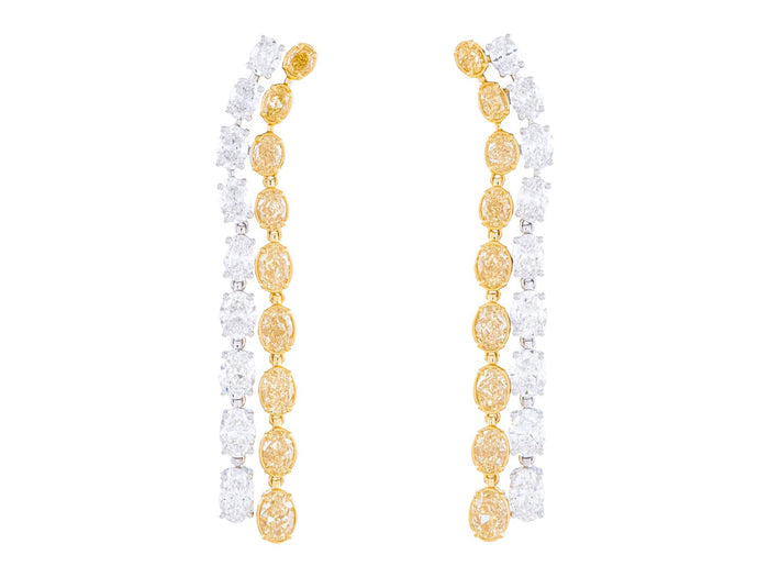Diamond Earrings - 18 KT White and Yellow Gold