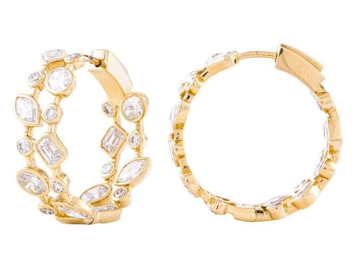 Diamond Earrings - 18 KT Yellow Gold