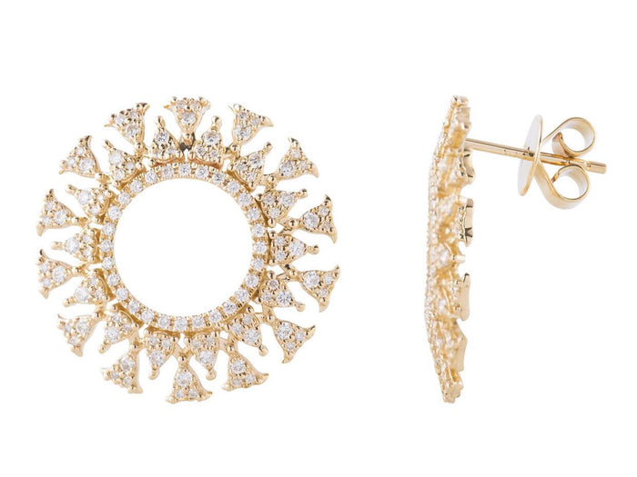 Diamond Earrings - 14 KT Yellow Gold