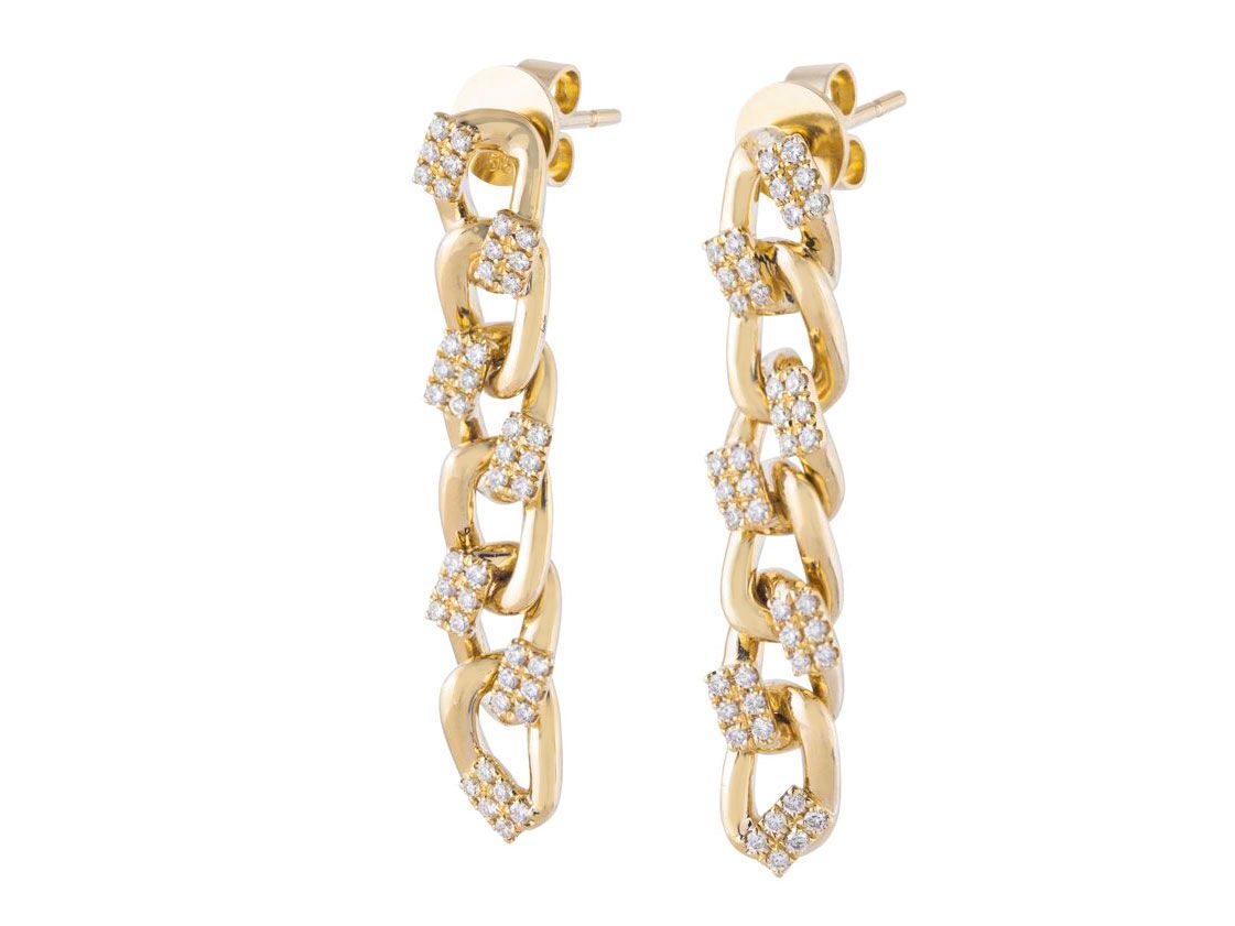 Diamond Earrings - 14 KT Yellow Gold