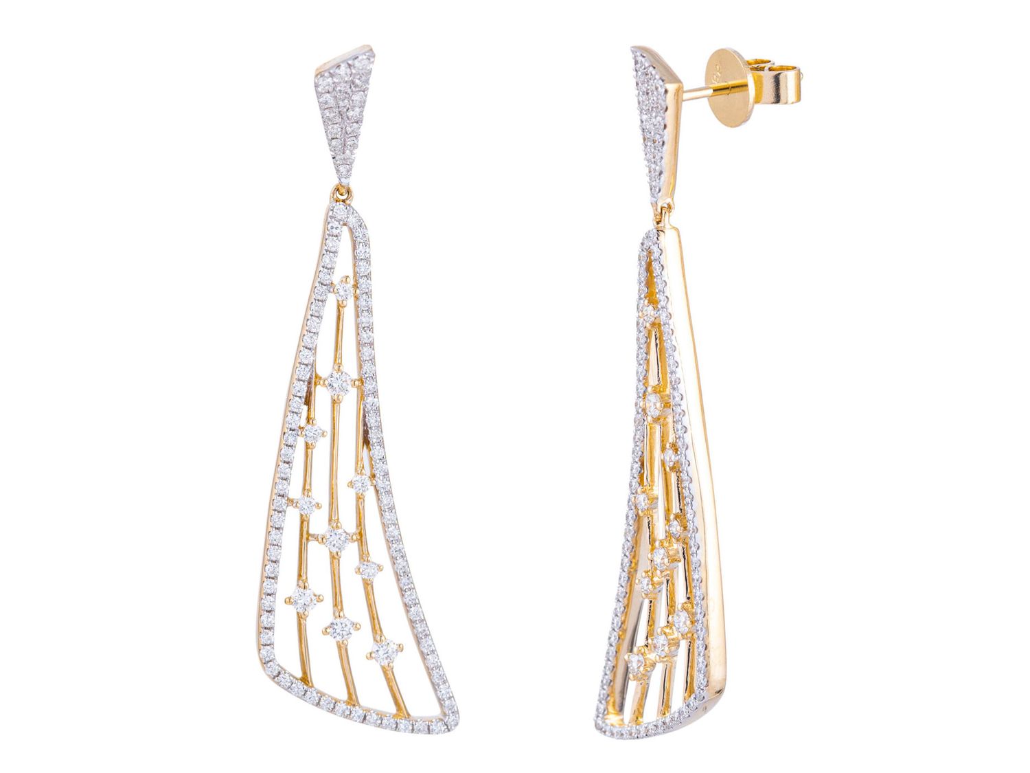 Diamond Earrings - 14 KT Yellow Gold
