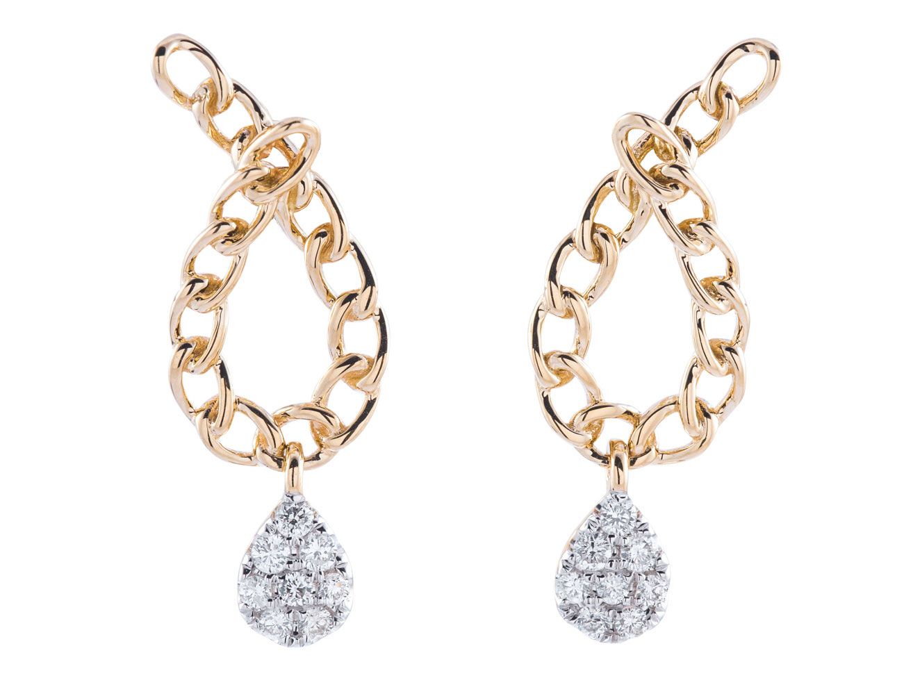 Diamond Earrings - 14 KT Yellow Gold
