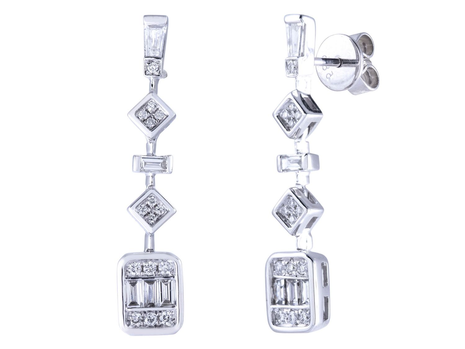 Diamond Earrings - 14 KT White Gold