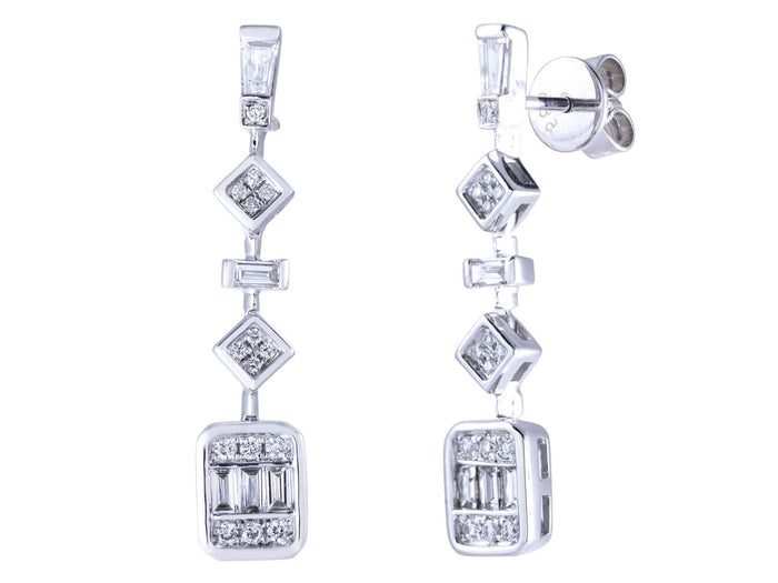 Diamond Earrings - 14 KT White Gold
