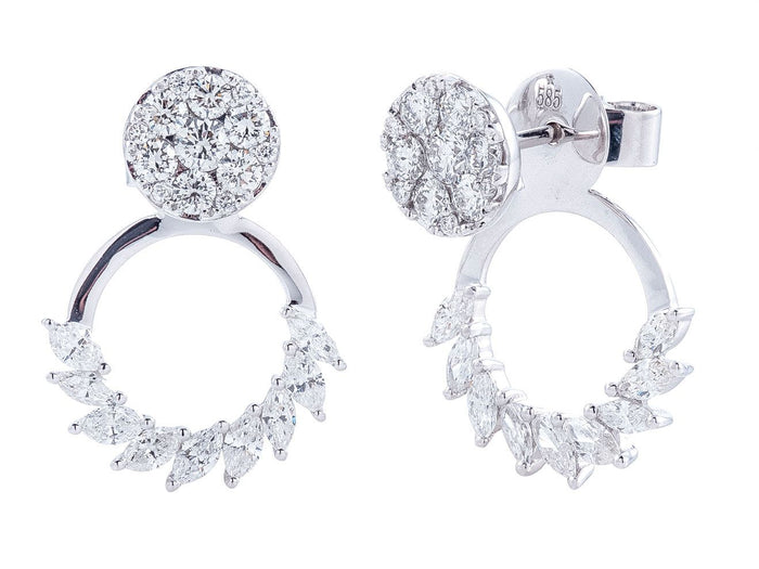 Diamond Earrings - 14 KT White Gold