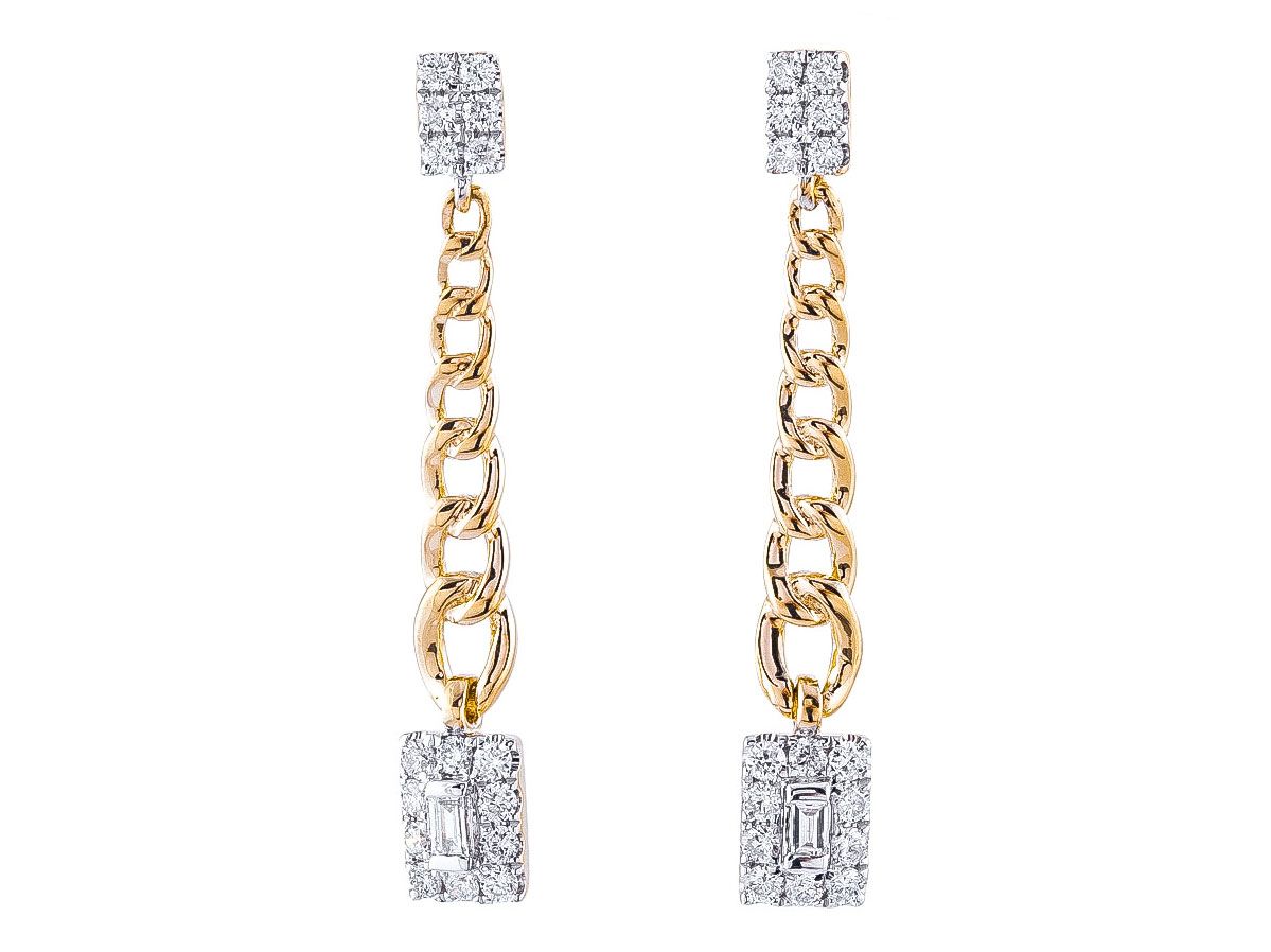 Diamond Earrings - 14 KT Yellow Gold