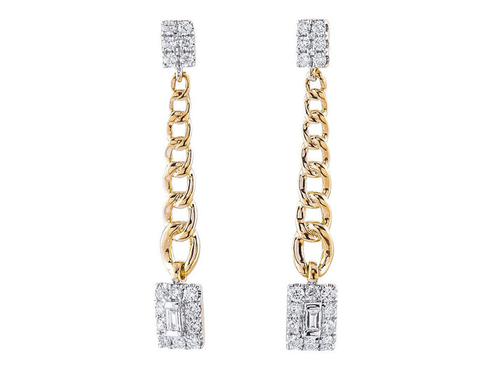 Diamond Earrings - 14 KT Yellow Gold